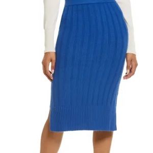 NWT Halogen Ribbed Sweater Skirt In Blue Monaco